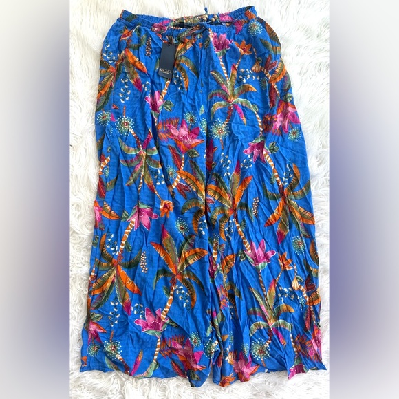 RACHEL Rachel Roy Pants - Rachel Roy Boho Pants Women Size XL Wide Leg Blue Tropical Pull On